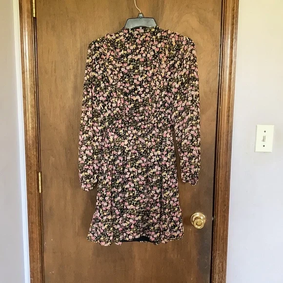 Relist9/28🔺LC Lauren Conrad floral print mini dress ruffle & metallic detail XS - Picture 13 of 17